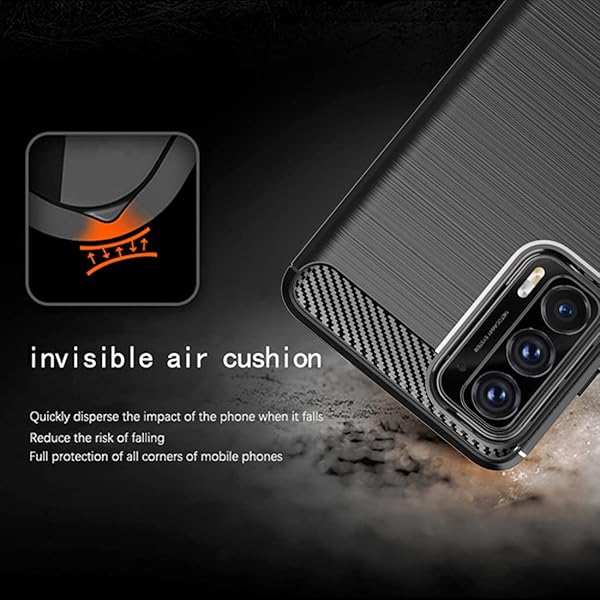 Osophter Osophter Motorola Moto Edge 2021 Case with 2 Screen Protectors Shock-Absorbing Flexible TPU Rubber Black Cover - View 7 of 9