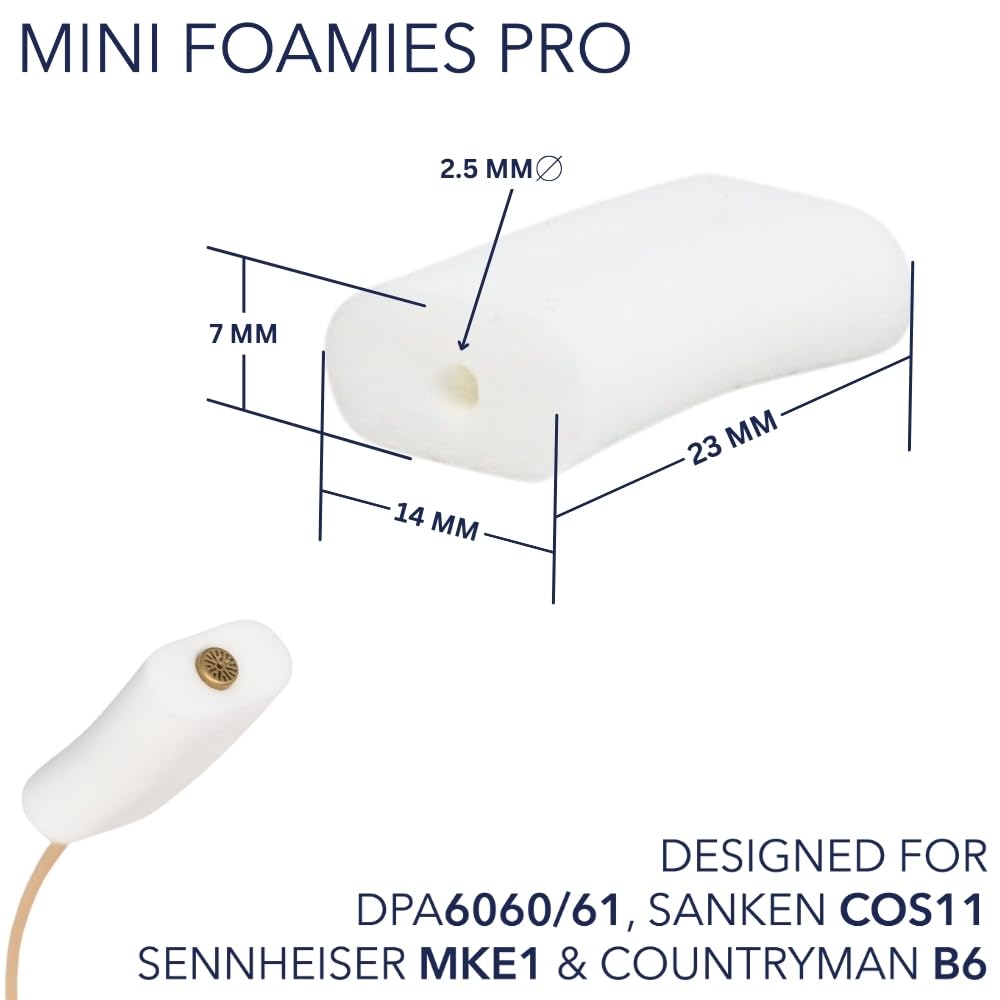 URSA Straps URSA Mini Foamies Soft Mini Foam Mounts for Wireless Lav Mics Fits SANKEN COS11 DPA 6060 Countryman B6 Sennheiser MKE1 Pack of 12 White - View 2 of 7