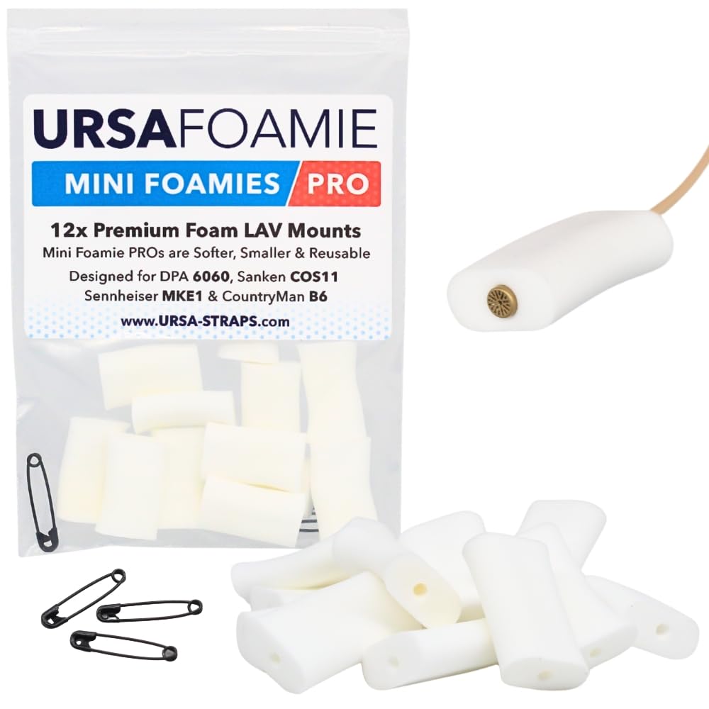 URSA Straps URSA Mini Foamies Soft Mini Foam Mounts for Wireless Lav Mics Fits SANKEN COS11 DPA 6060 Countryman B6 Sennheiser MKE1 Pack of 12 White