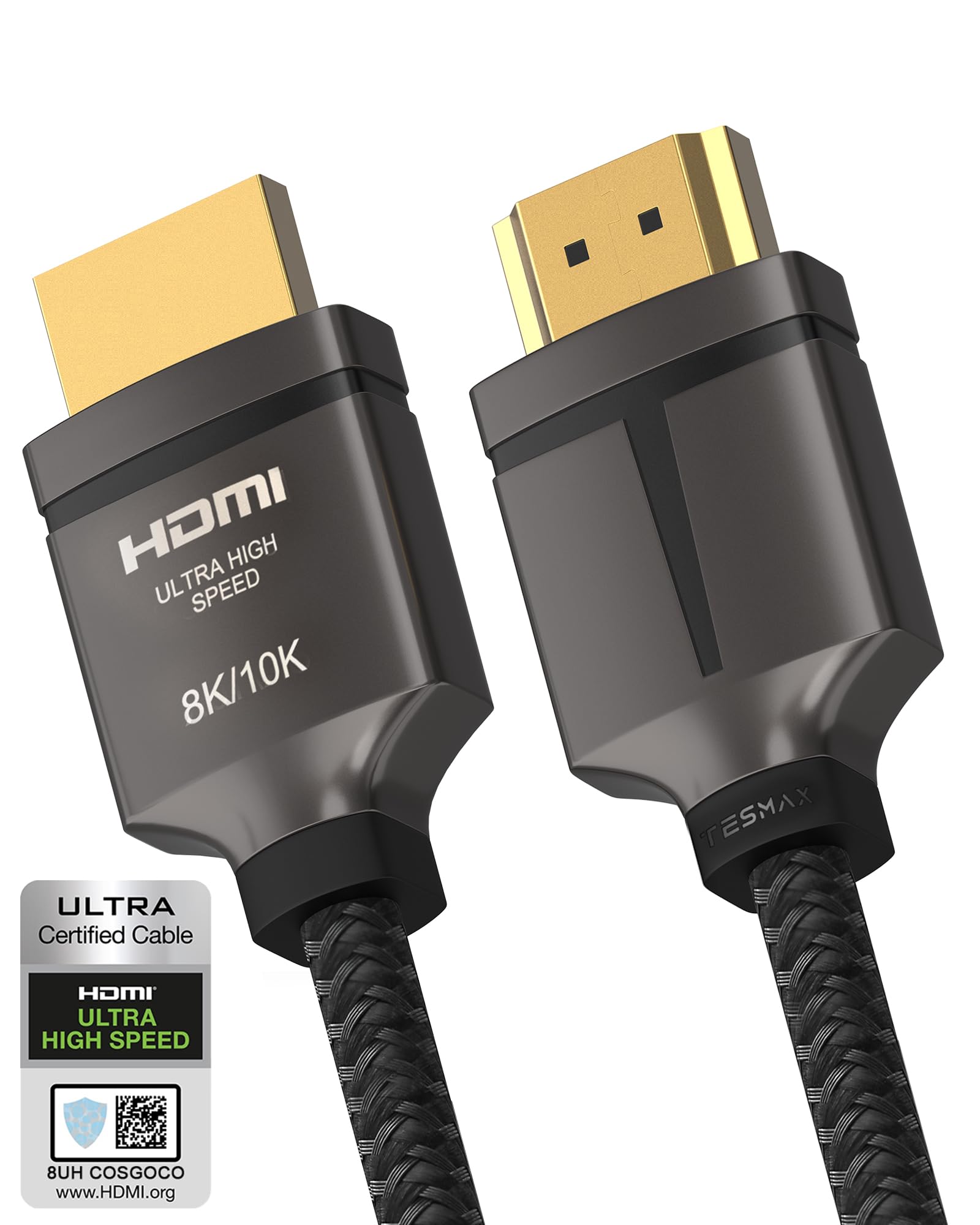Tesmax TESMAX 8K HDMI Cable 48Gbps 6.5FT Ultra High Speed 8K60Hz 4K120Hz Compatible with Dolby Vision Apple TV Samsung LG Sony PS5 Xbox RTX3080
