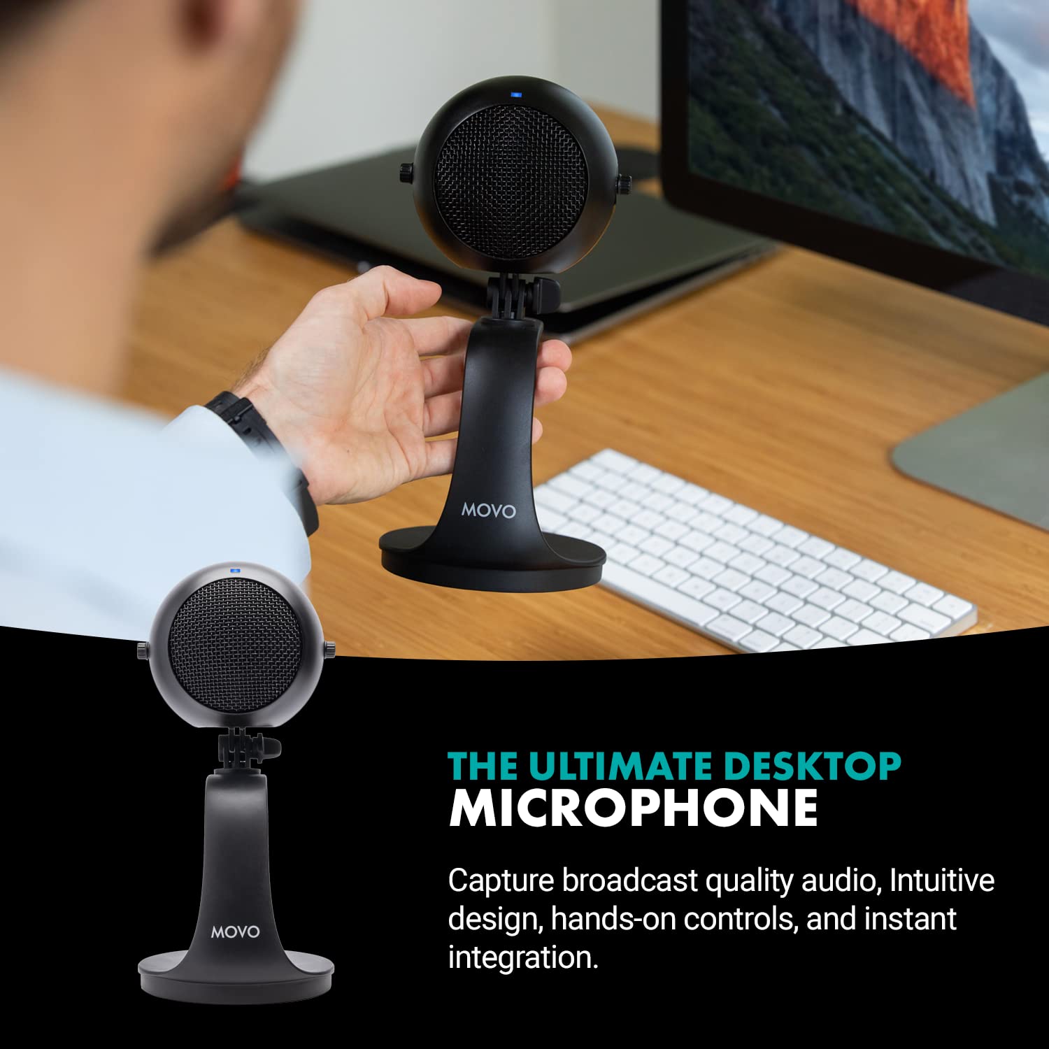 Movo Movo WebMic USB Microphone with Desktop Stand Cardioid Condenser for PC and Mac Ideal for Gaming Podcast Streaming Video Conferencing - View 2 of 7