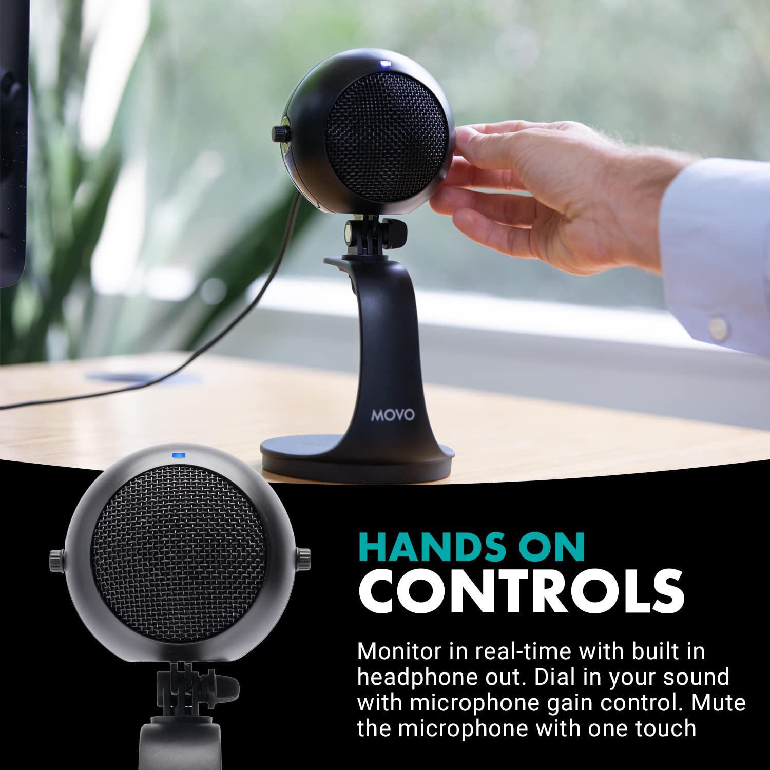 Movo Movo WebMic USB Microphone with Desktop Stand Cardioid Condenser for PC and Mac Ideal for Gaming Podcast Streaming Video Conferencing - View 4 of 7