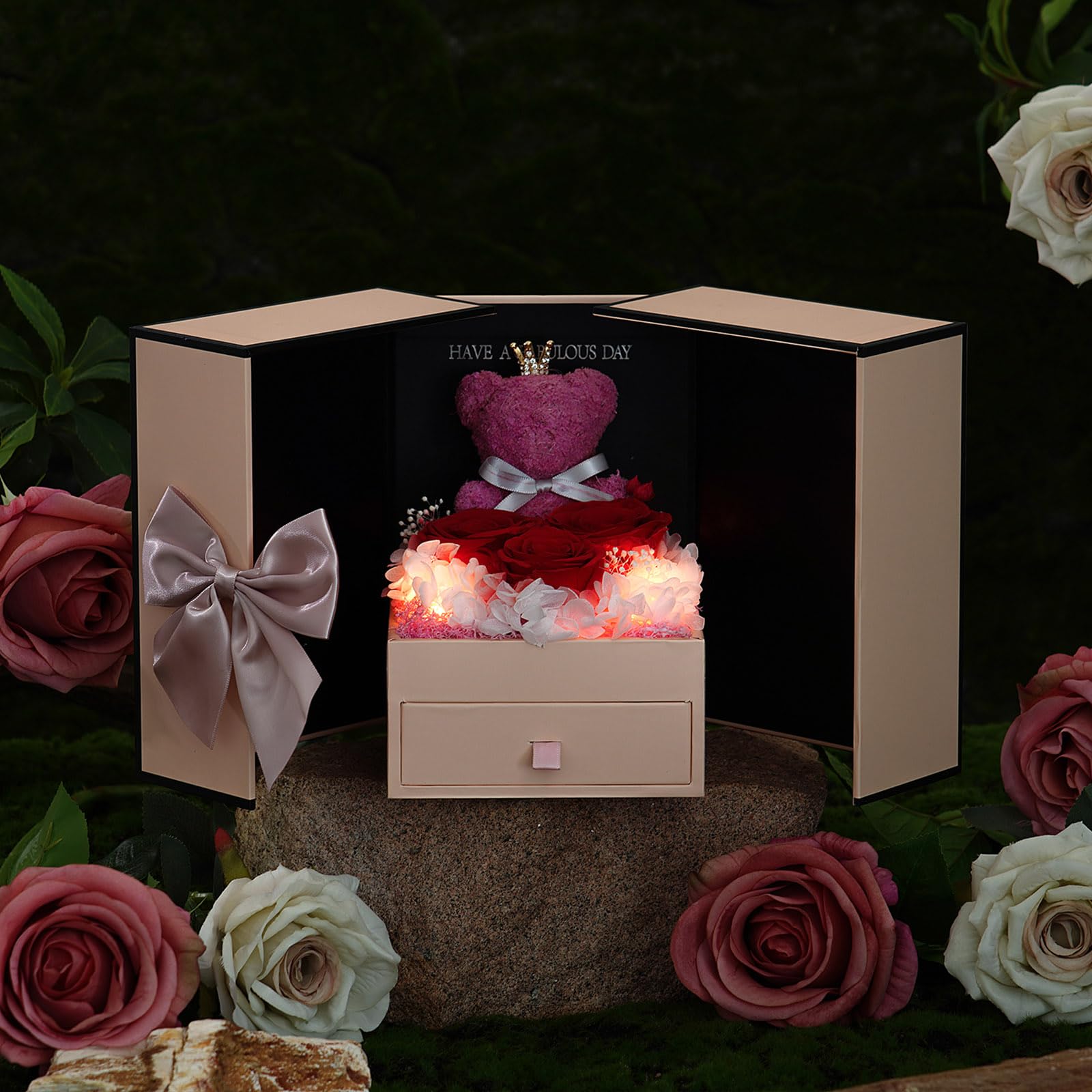 ADDWel ADDWel Forever Preserved Rose Gift with I Love You Necklace 100 Languages Unique Eternal Rose for Women Mom Girlfriend Wife Sister - View 5 of 9