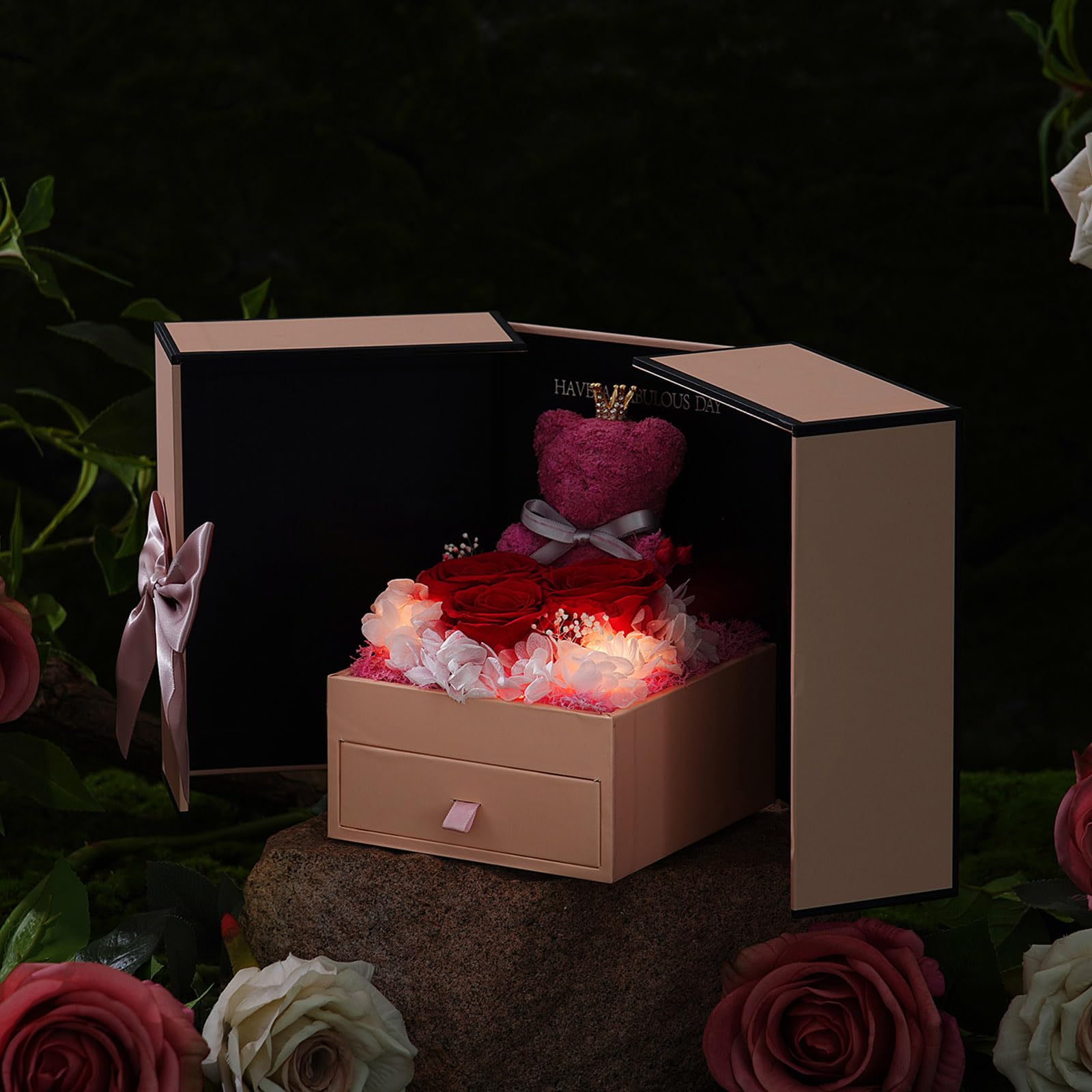 ADDWel ADDWel Forever Preserved Rose Gift with I Love You Necklace 100 Languages Unique Eternal Rose for Women Mom Girlfriend Wife Sister - View 7 of 9