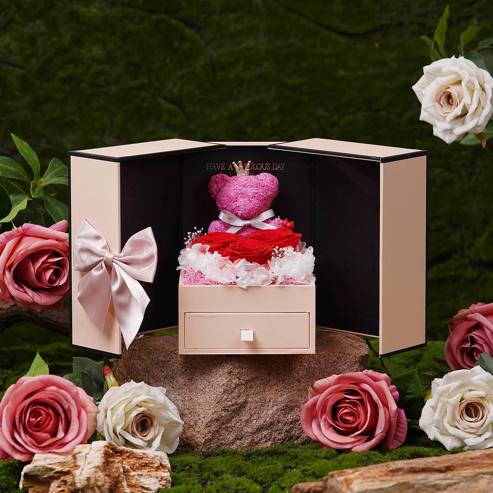 ADDWel ADDWel Forever Preserved Rose Gift with I Love You Necklace 100 Languages Unique Eternal Rose for Women Mom Girlfriend Wife Sister - View 8 of 9