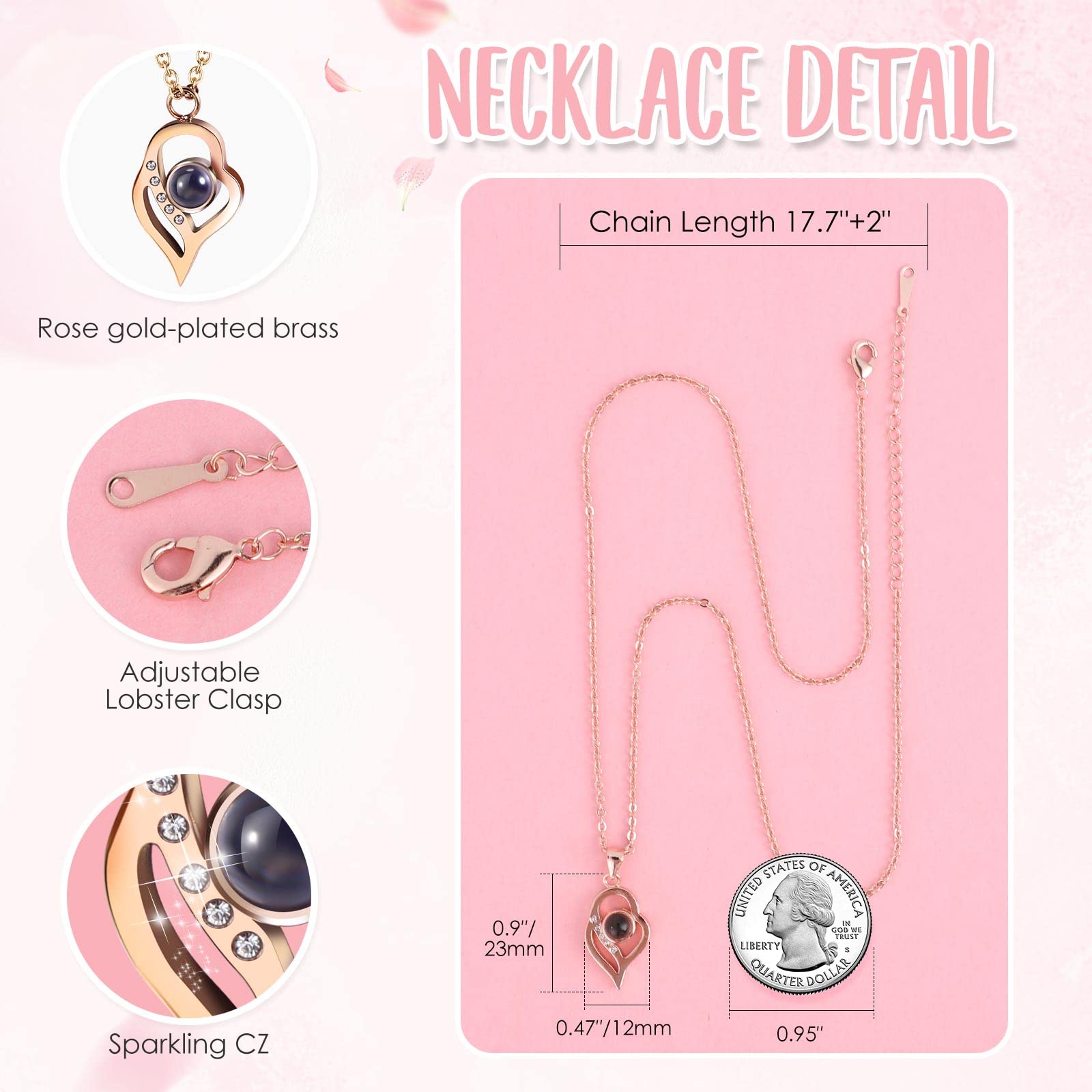 ADDWel ADDWel Forever Preserved Rose Gift with I Love You Necklace 100 Languages Unique Eternal Rose for Women Mom Girlfriend Wife Sister - View 9 of 9