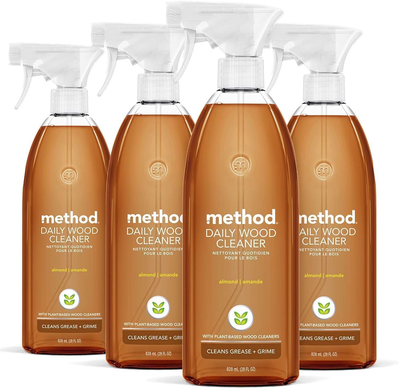 Method Method Daily Hardwood Cleaner Almond Plant Based Formula for Wooden Surfaces 28 Fl Oz Pack of 4 Effective Dust and Grime Removal