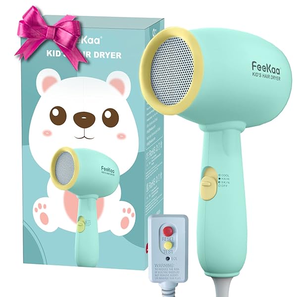 feekaa Feekaa Kids Hair Dryer Low Noise Gentle Heat Safe for Children Perfect Birthday and Christmas Gift Yellow Green