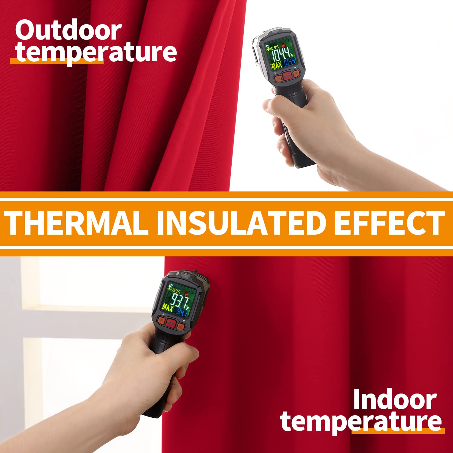 YoungsTex YoungsTex Red Blackout Curtains 63 Inch Grommet Room Darkening Drapes Thermal Insulated 2 Panels for Bedroom Living Room Bathroom - View 4 of 9