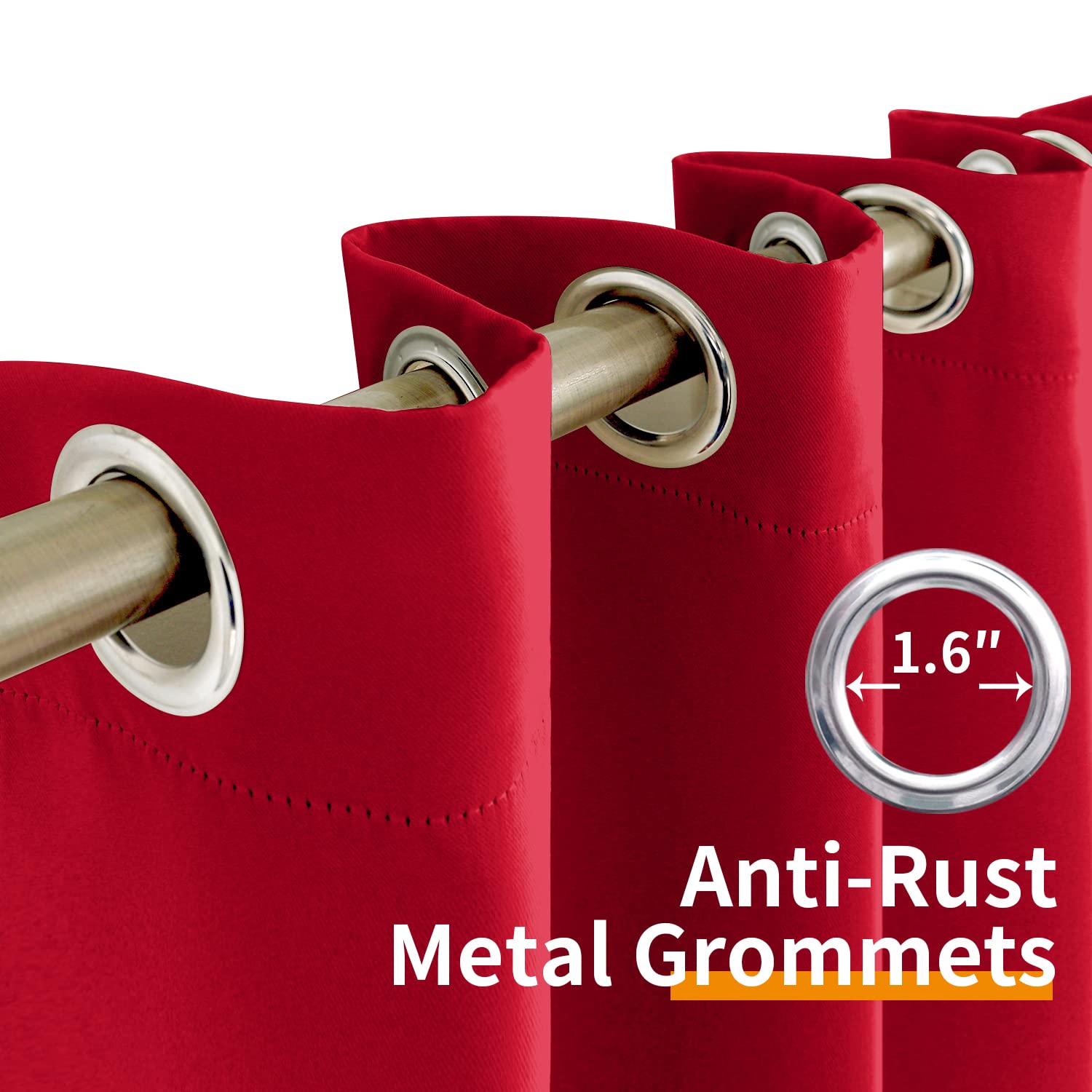 YoungsTex YoungsTex Red Blackout Curtains 63 Inch Grommet Room Darkening Drapes Thermal Insulated 2 Panels for Bedroom Living Room Bathroom - View 5 of 9