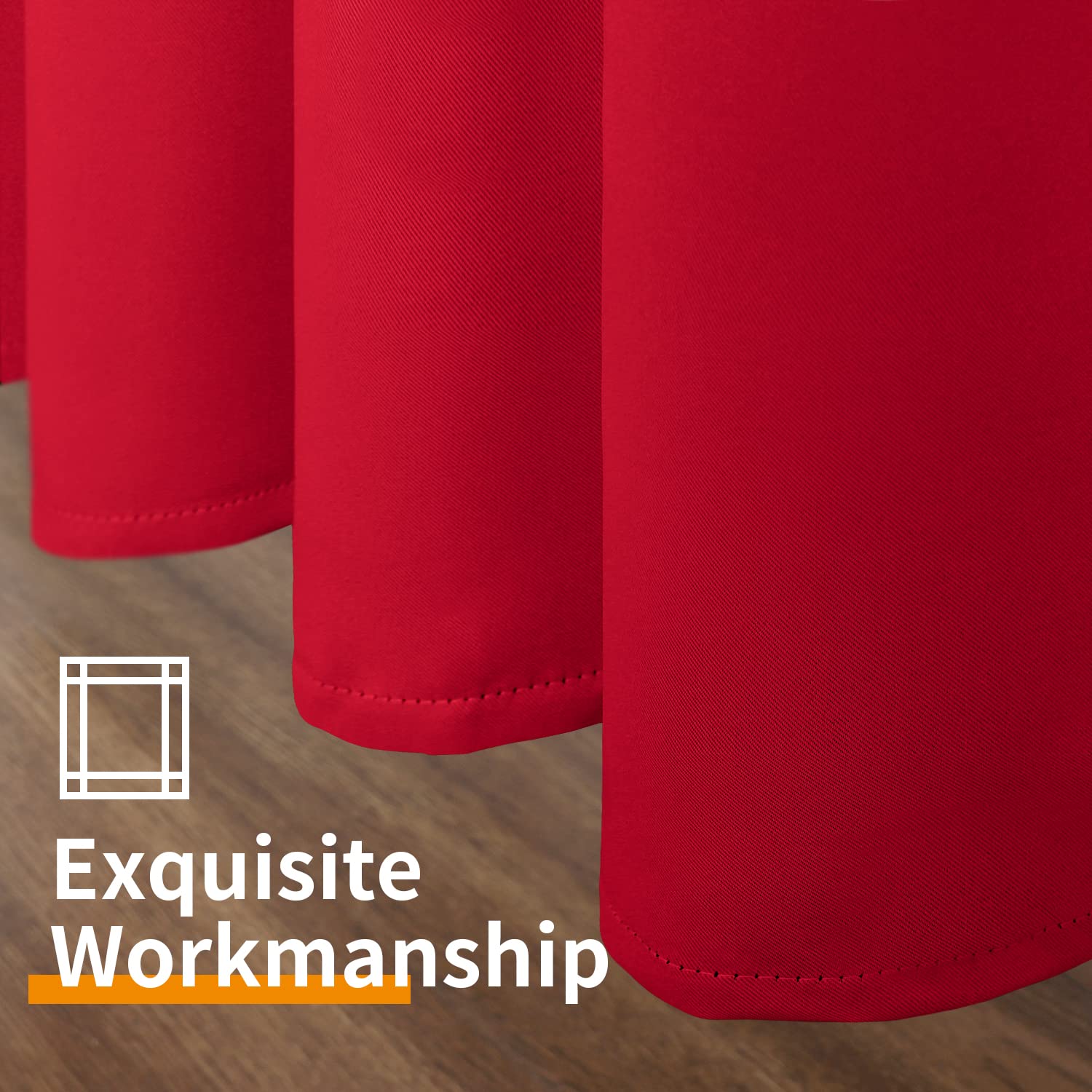 YoungsTex YoungsTex Red Blackout Curtains 63 Inch Grommet Room Darkening Drapes Thermal Insulated 2 Panels for Bedroom Living Room Bathroom - View 8 of 9