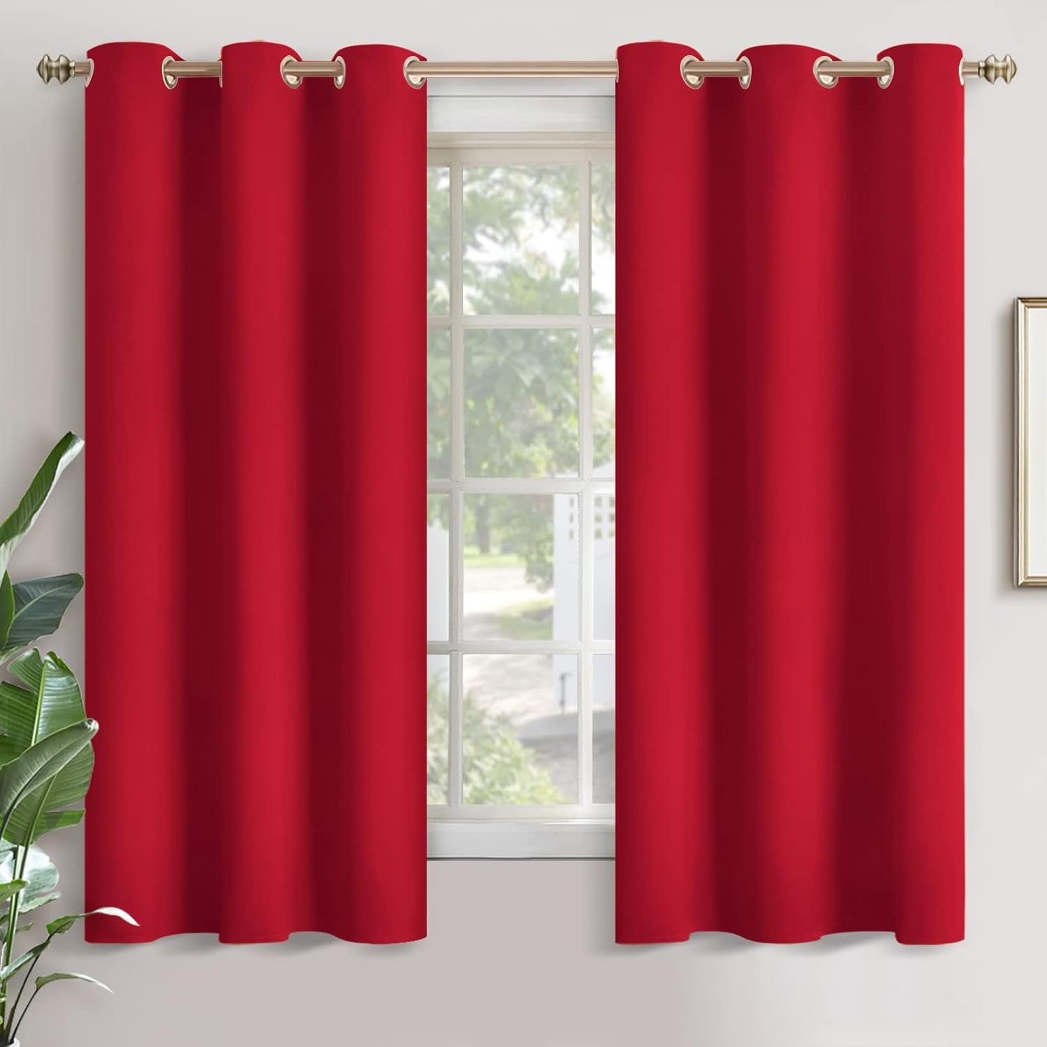 YoungsTex YoungsTex Red Blackout Curtains 63 Inch Grommet Room Darkening Drapes Thermal Insulated 2 Panels for Bedroom Living Room Bathroom