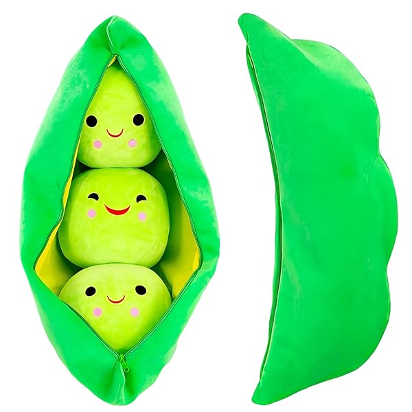AOQI Giant Peas in A Pod Plush Toy Cute Pea Stuffed Toy Plant Doll Available in Various Sizes Green Beans 9.8 inches