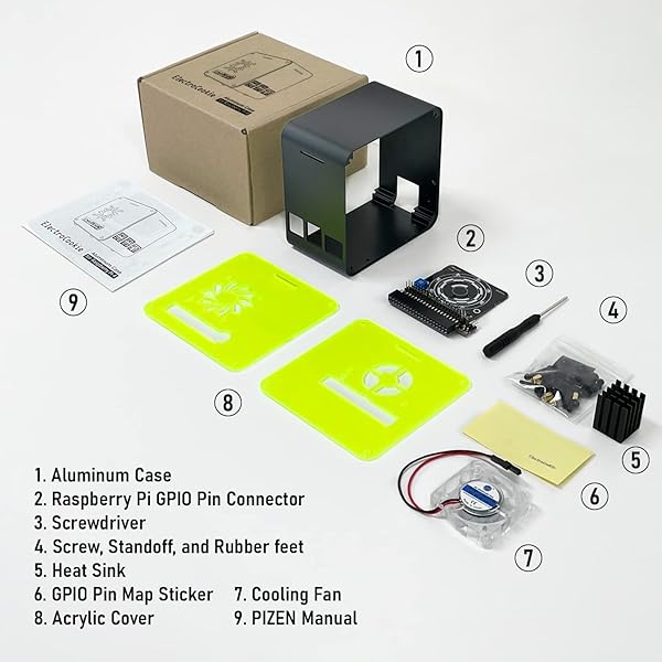 ElectroCookie ElectroCookie Raspberry Pi 4 Case: Mini Aluminum Desktop with Cooling Fan & Color-Changing Light - Matte Black & Neon - View 7 of 10