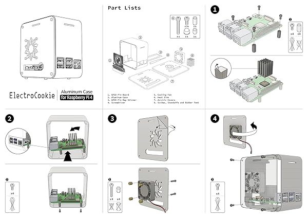 ElectroCookie ElectroCookie Raspberry Pi 4 Case: Mini Aluminum Desktop with Cooling Fan & Color-Changing Light - Matte Black & Neon - View 9 of 10