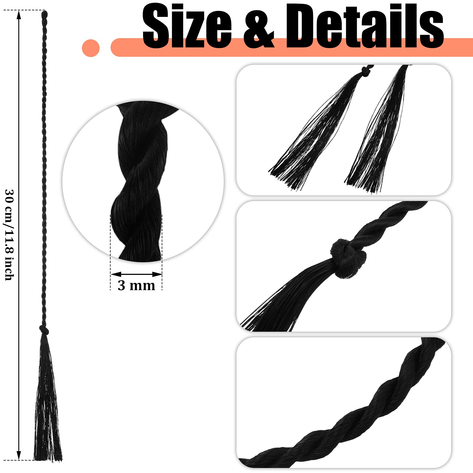 Shappy Shappy 10 Pieces Replacement Whip Crackers Black Nylon Hybrid Rope 11.8 Inch for Bullwhip Stock Whip Horse Training Racing Party - View 2 of 6