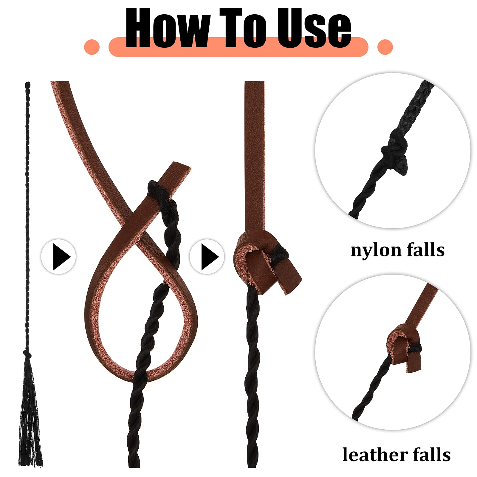 Shappy Shappy 10 Pieces Replacement Whip Crackers Black Nylon Hybrid Rope 11.8 Inch for Bullwhip Stock Whip Horse Training Racing Party - View 5 of 6