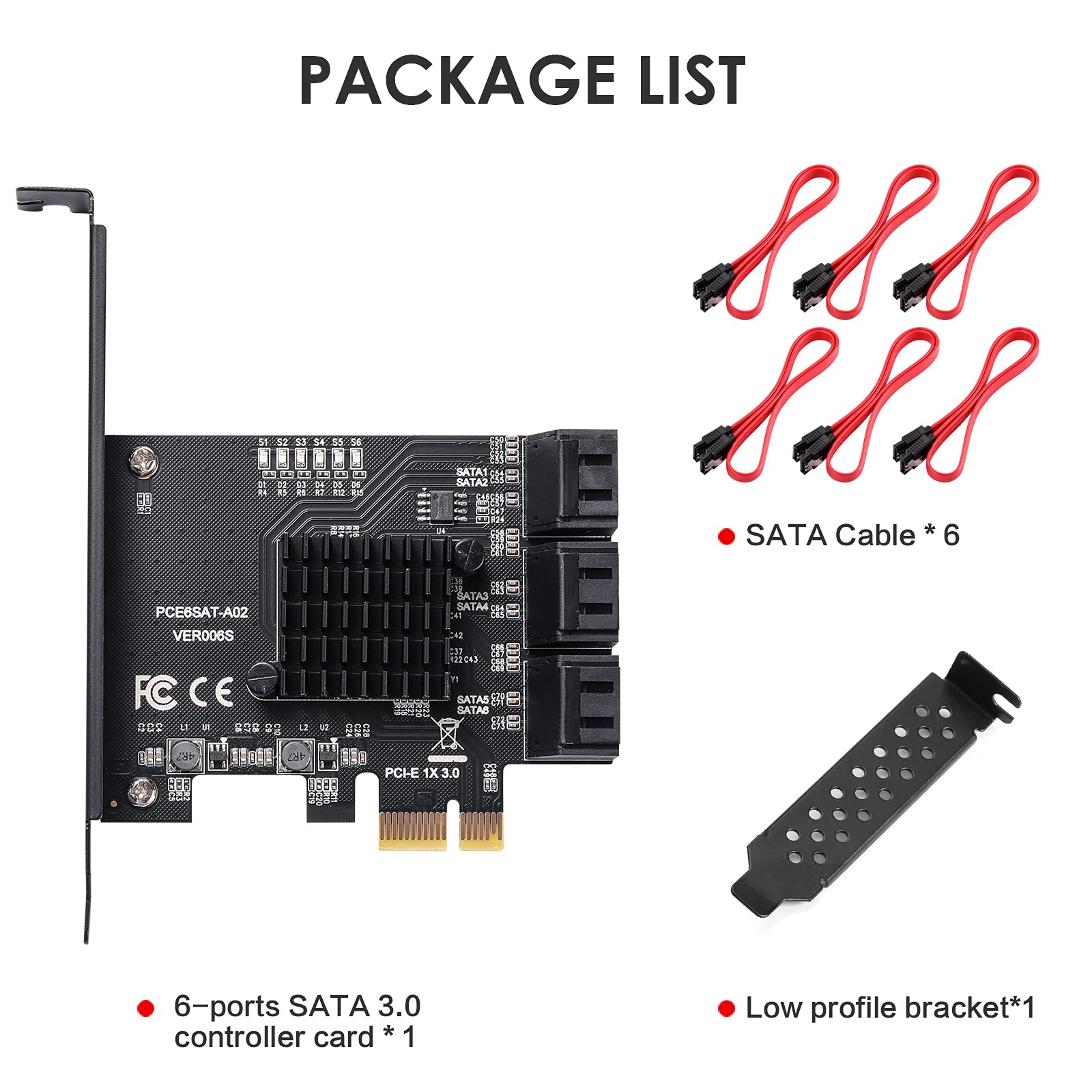 MZHOU MZHOU PCI-E 1X 10 Port SATA Card with Cables and Power Splitter for Fast 6Gbps SATA 3.0 Device Support - View 7 of 7