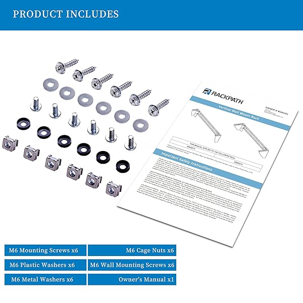 RackPath RackPath 1U Vertical Wall Mount Rack - Heavy Duty 125lbs Capacity Bracket for Efficient Space Saving - View 10 of 10