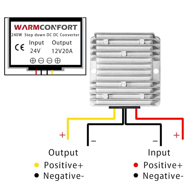 WARMCONFORT 24V to 12V DC DC Buck Converter Waterproof Module 20A 240W Voltage Reducer Step Down Transformer - View 3 of 10