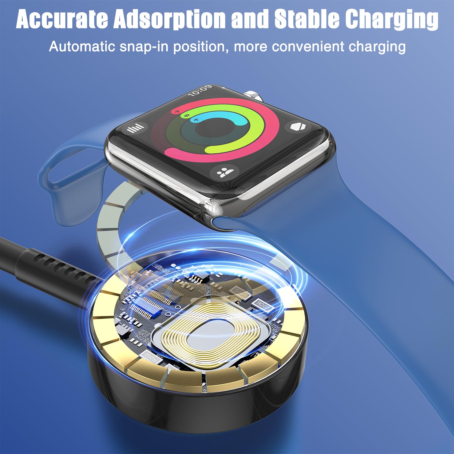 Essri Apple Watch Charger USB C Magnetic Fast Charging Cable 1Pack 3.3FT Compatible with Ultra Series 9 8 7 6 SE 5 4 3 2 1 Black - View 5 of 7