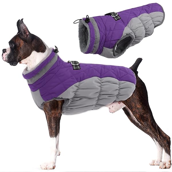 LeLePet Lelepet Warm Winter Coat Dog Jacket with Harness Reflective Windproof Waterproof Turtleneck Fleece for Small Medium Large Dogs