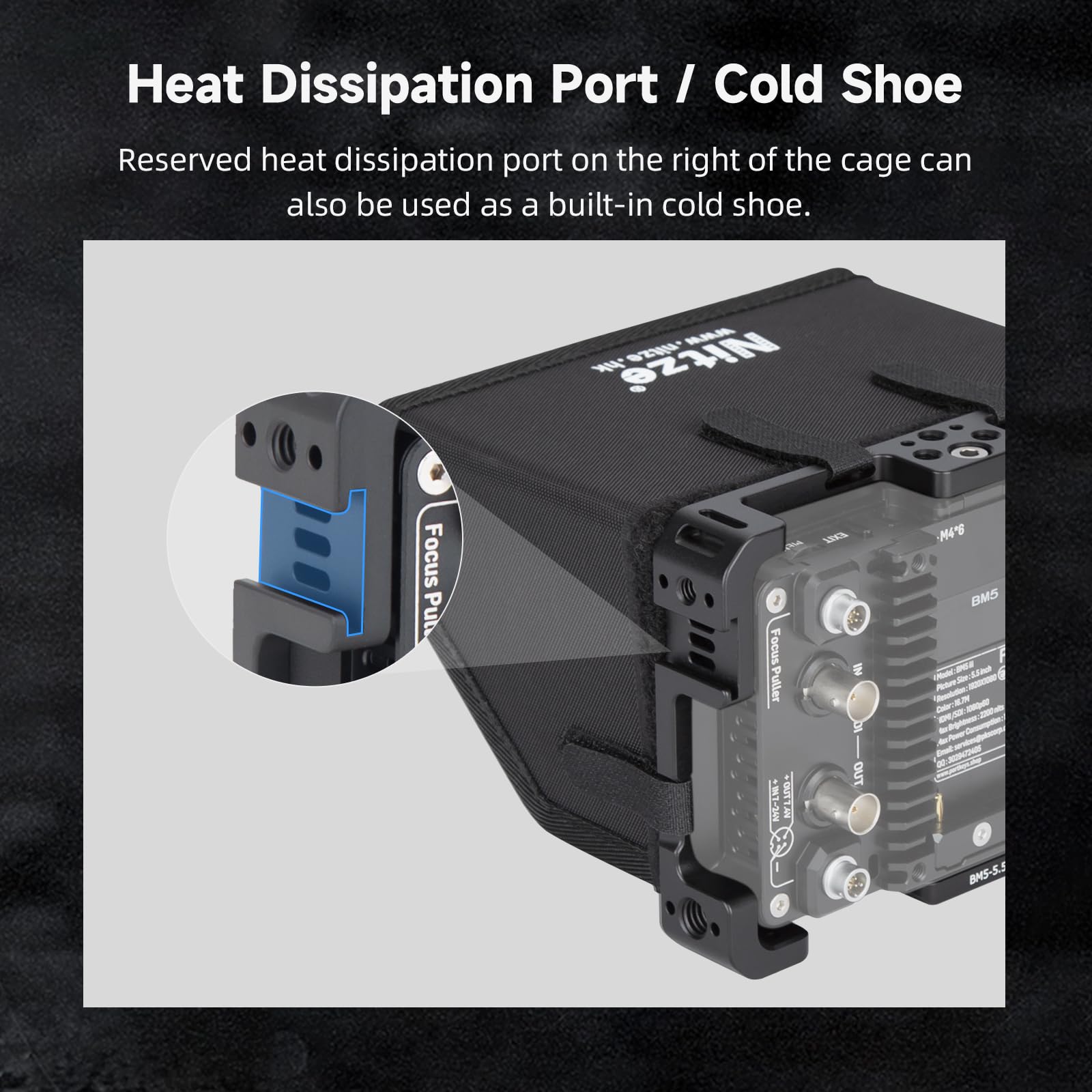 Nitze Nitze Cage for PortKeys BM5 BM5 III BM5 III WR 5.5 Inch Monitor with Sunhood and HDMI Cable Clamp JTP2-BM5 - View 5 of 7