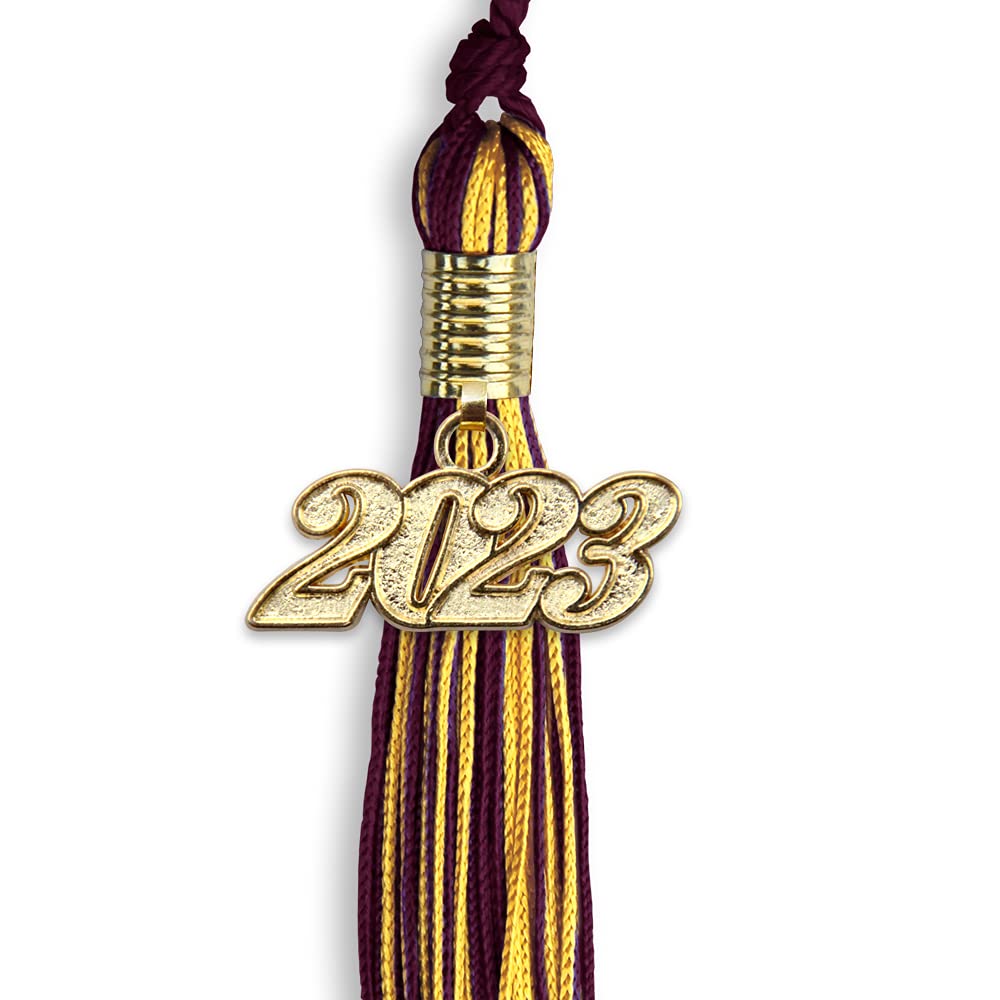 Endea Graduation Endea Graduation Mixed Double Color Tassel with Gold Date Drop Maroon Gold 2023 - View 2 of 6