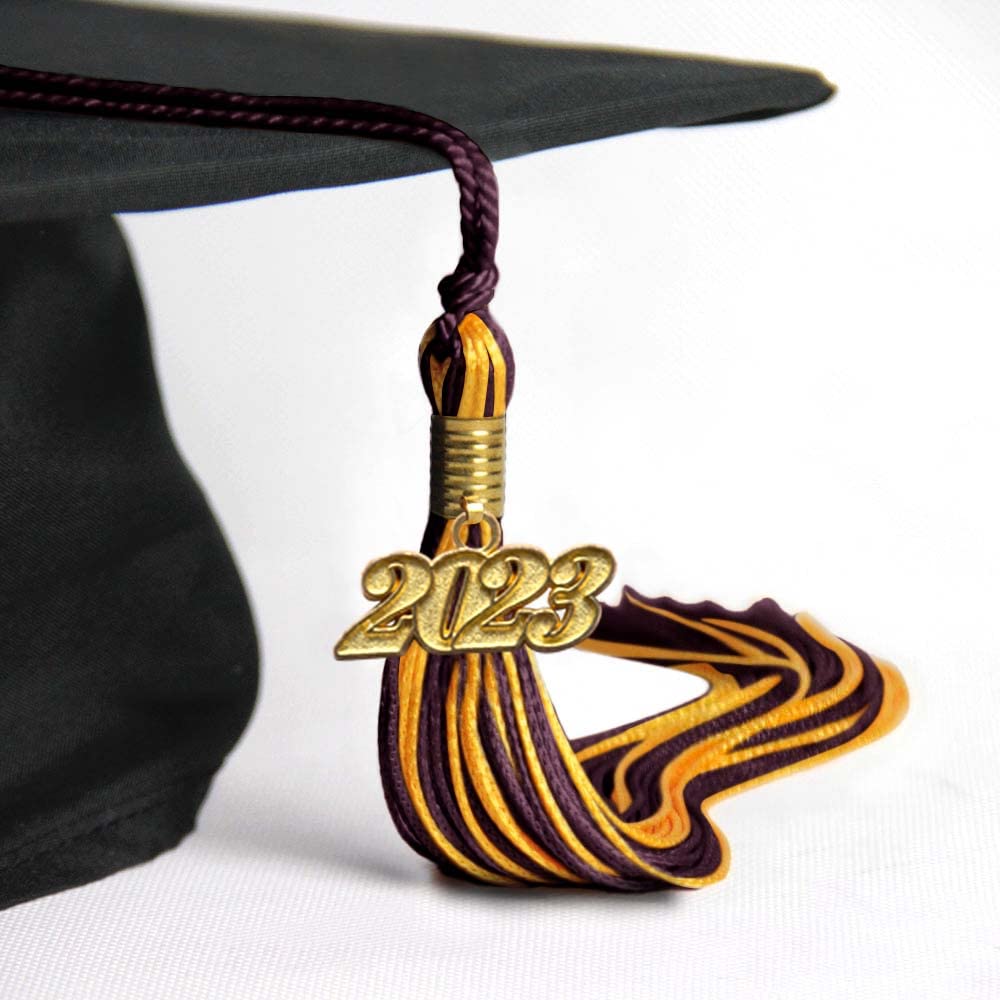 Endea Graduation Endea Graduation Mixed Double Color Tassel with Gold Date Drop Maroon Gold 2023 - View 4 of 6