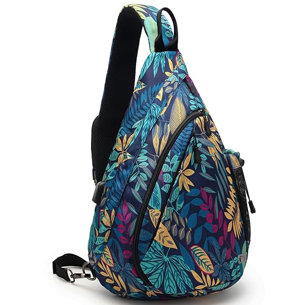 TurnWay TurnWay Water-Proof Sling Bag Crossbody Backpack Shoulder Bag with USB Charging Port for Travel Hiking Cycling Camping Palma Leaf - View 8 of 9