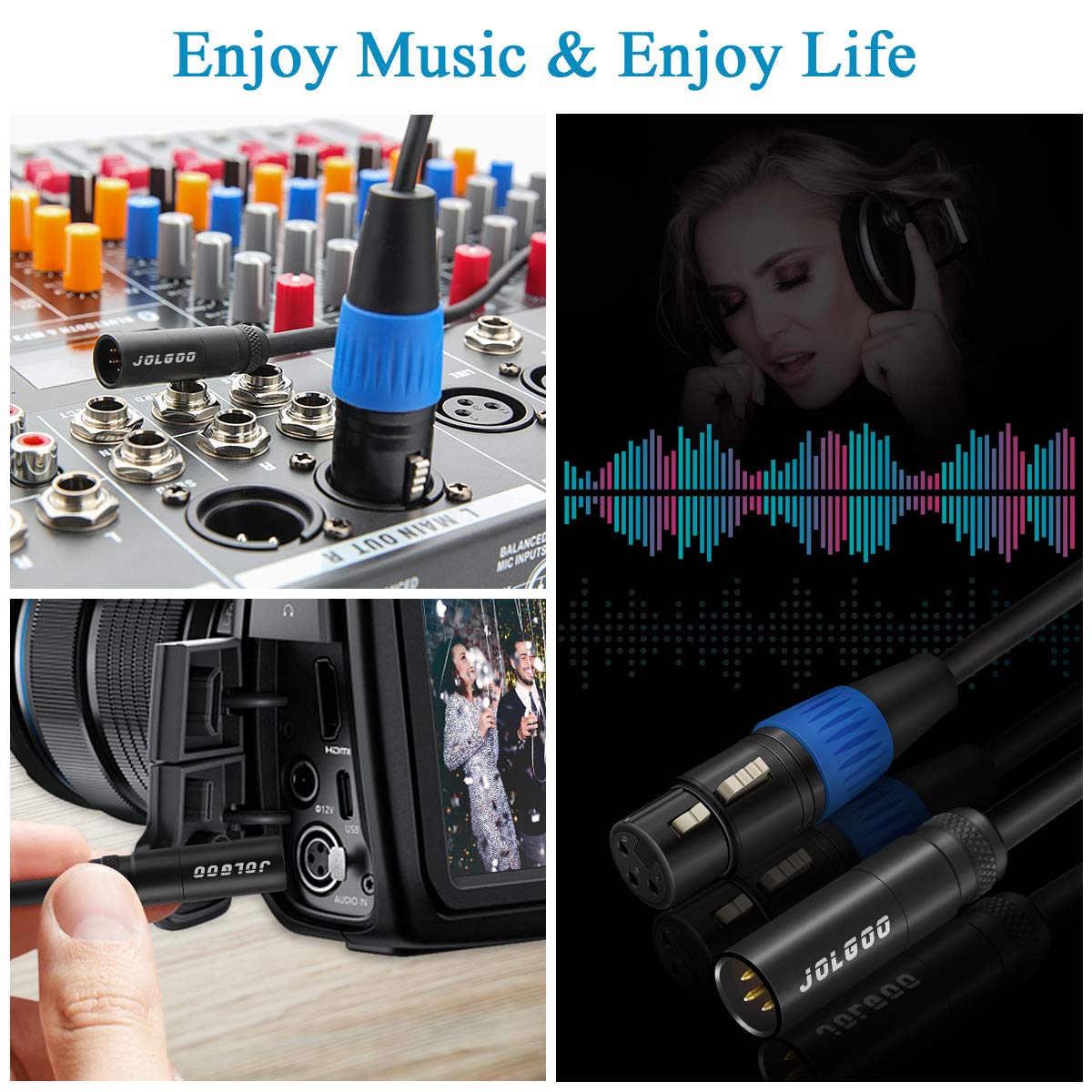 JOLGOO JOLGOO 6.6ft Mini XLR Male to XLR Female Adapter Cable for BMPCC 4K 6K Video Assist Sharp 8K Rode Mic Pro Plus - View 6 of 7