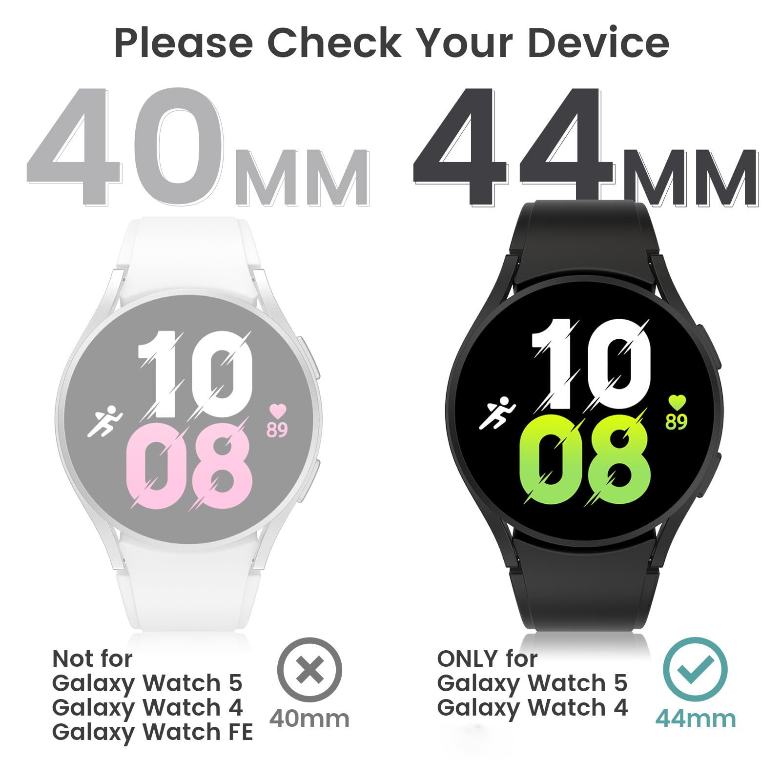 Tensea Tensea 2Pack Samsung Galaxy Watch 5 2022 4 2021 Screen Protector Case 44mm Matte Black Tempered Glass Bumper Accessories - View 2 of 7