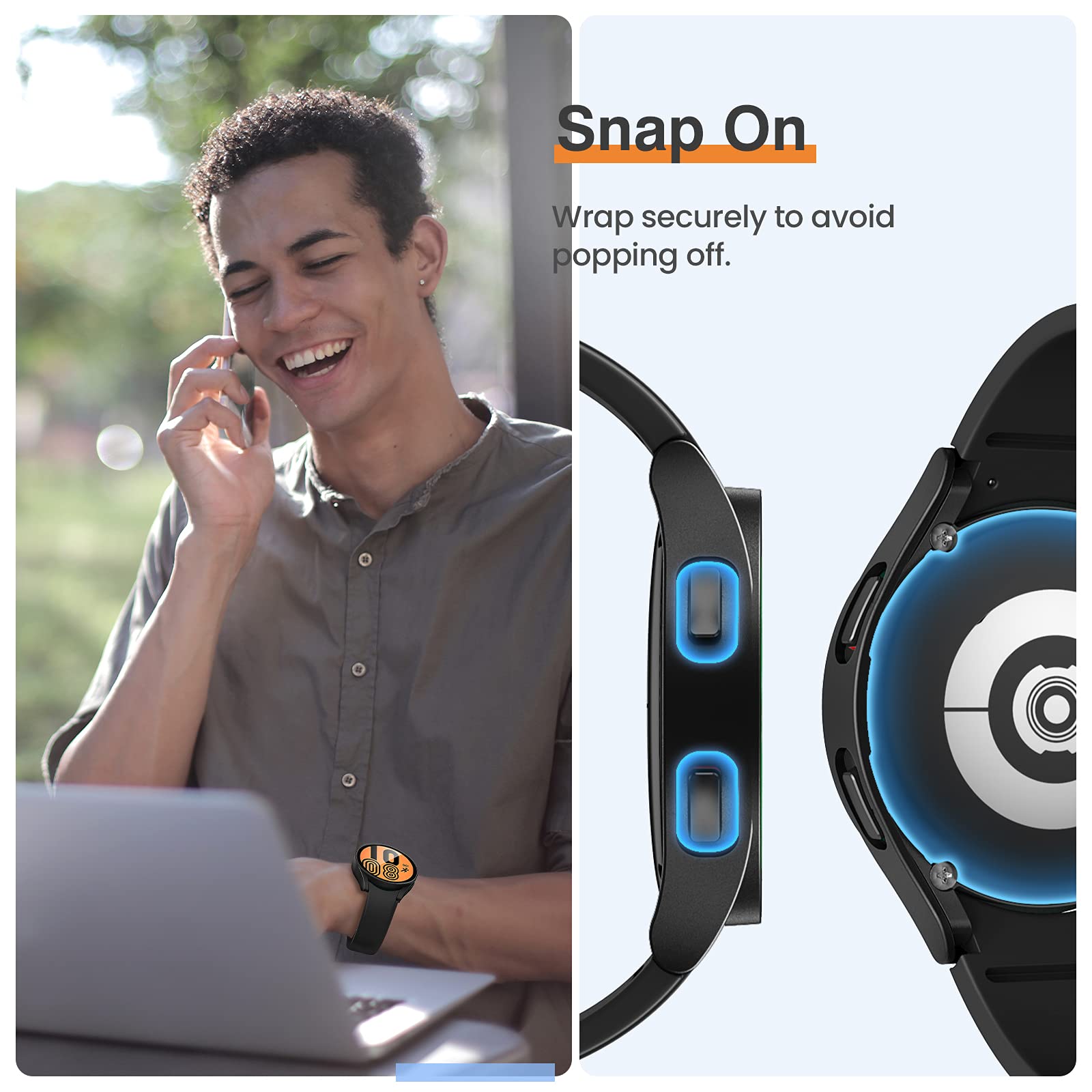 Tensea Tensea 2Pack Samsung Galaxy Watch 5 2022 4 2021 Screen Protector Case 44mm Matte Black Tempered Glass Bumper Accessories - View 6 of 7