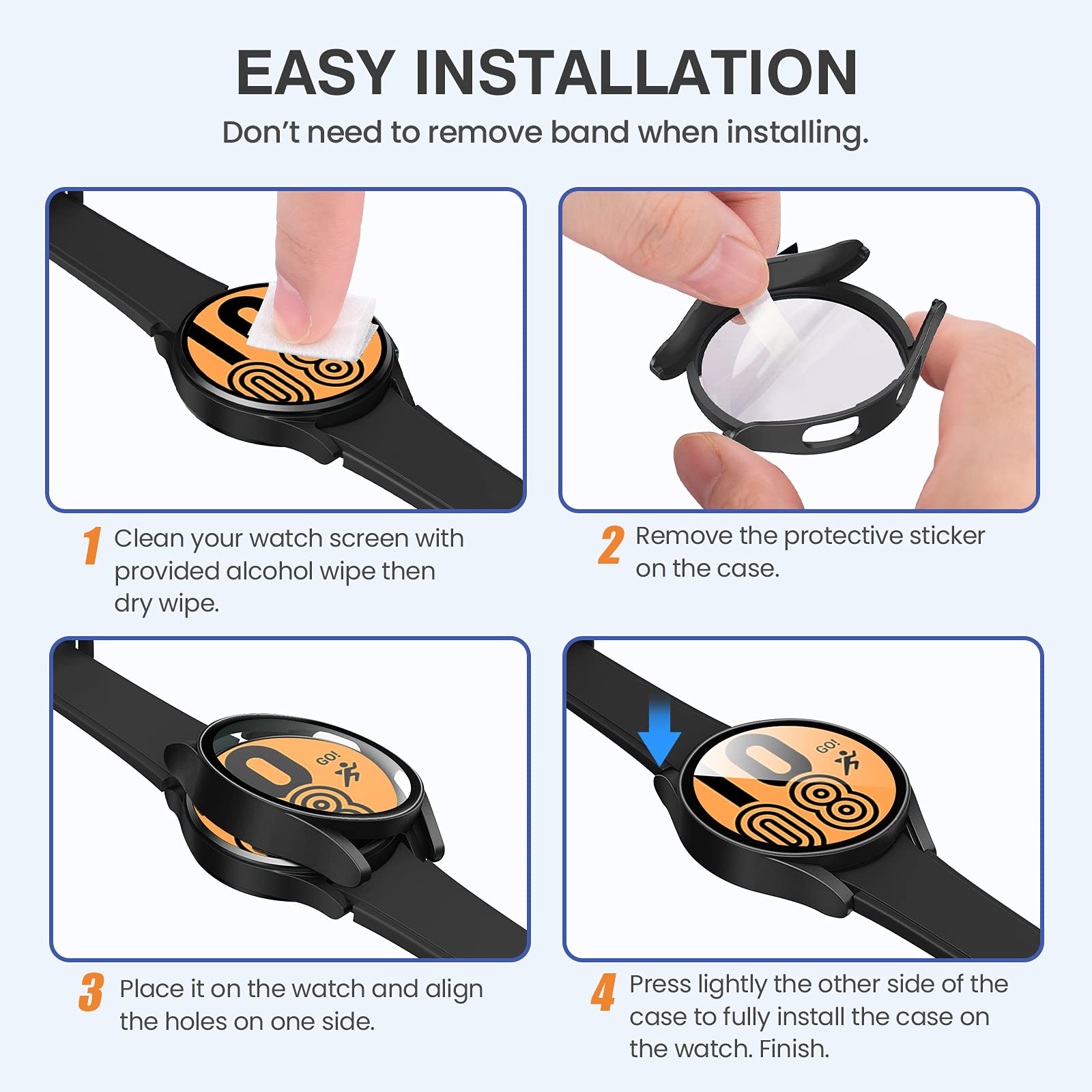 Tensea Tensea 2Pack Samsung Galaxy Watch 5 2022 4 2021 Screen Protector Case 44mm Matte Black Tempered Glass Bumper Accessories - View 7 of 7