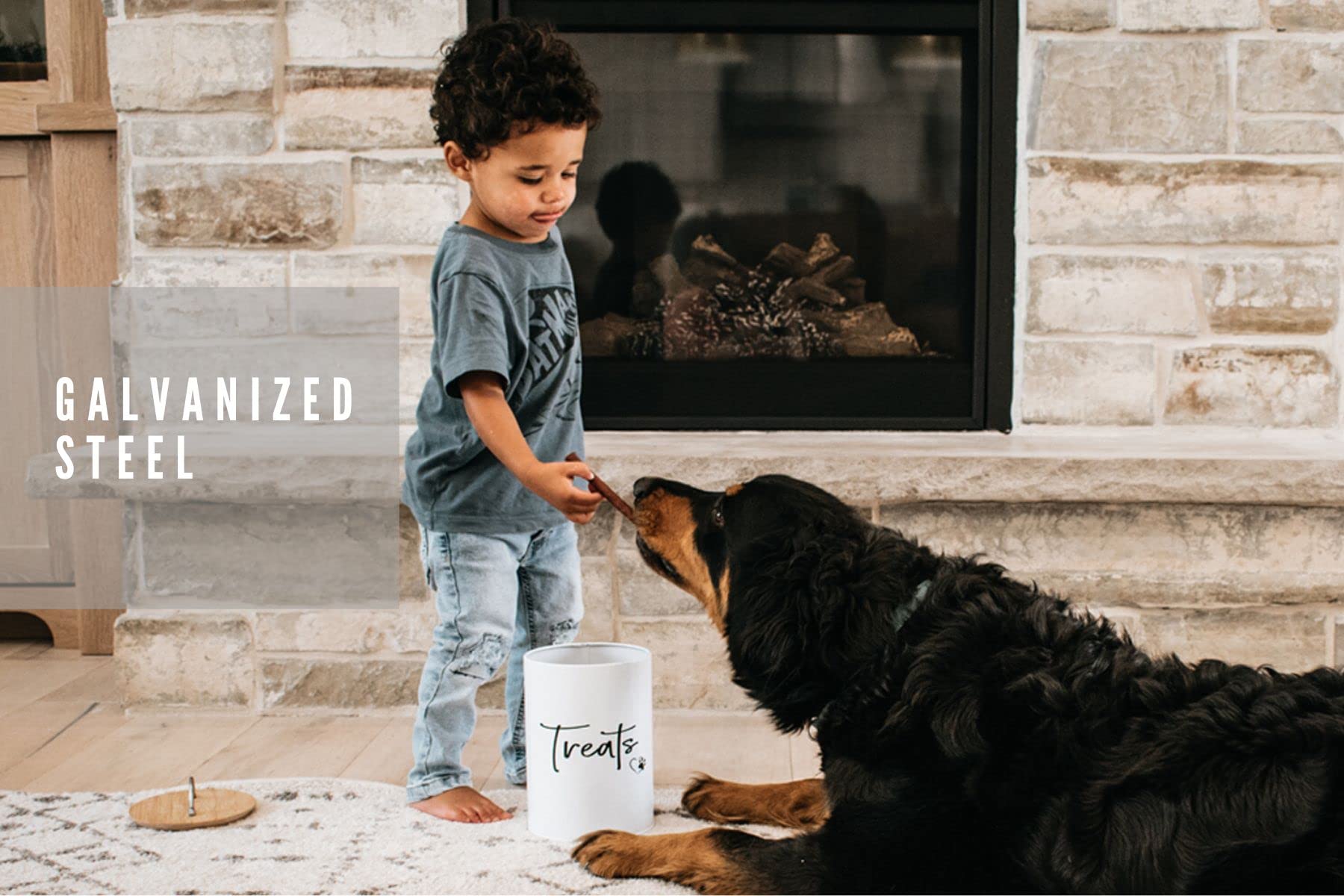 Simply Unleashed Simply Unleashed White Dog and Cat Treat Container with Bamboo Lid 98 oz 12 cups Easy Open Design - View 4 of 9