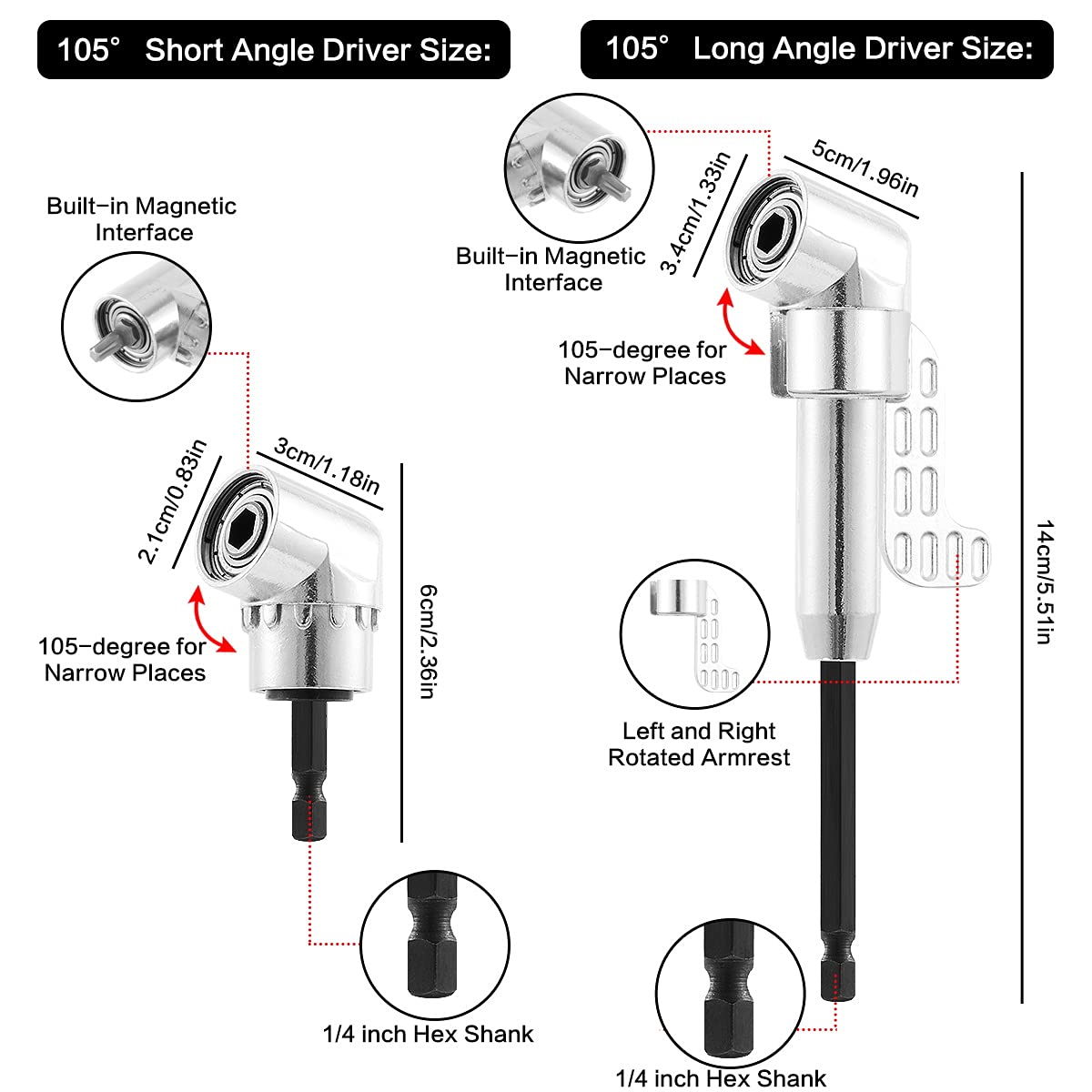 ZOTOP ZOTOP Right Angle Drill Attachment Set 90 105 Degree 3 PCS Flexible Shaft Magnetic Socket Holder for Power Drill and Screwdrivers - View 2 of 7