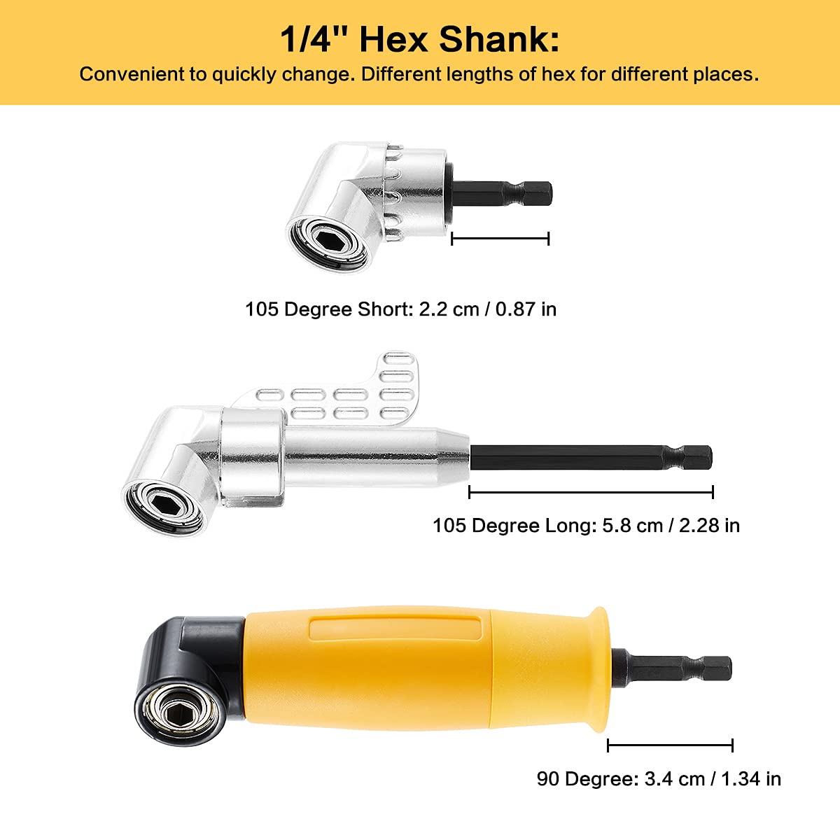 ZOTOP ZOTOP Right Angle Drill Attachment Set 90 105 Degree 3 PCS Flexible Shaft Magnetic Socket Holder for Power Drill and Screwdrivers - View 6 of 7