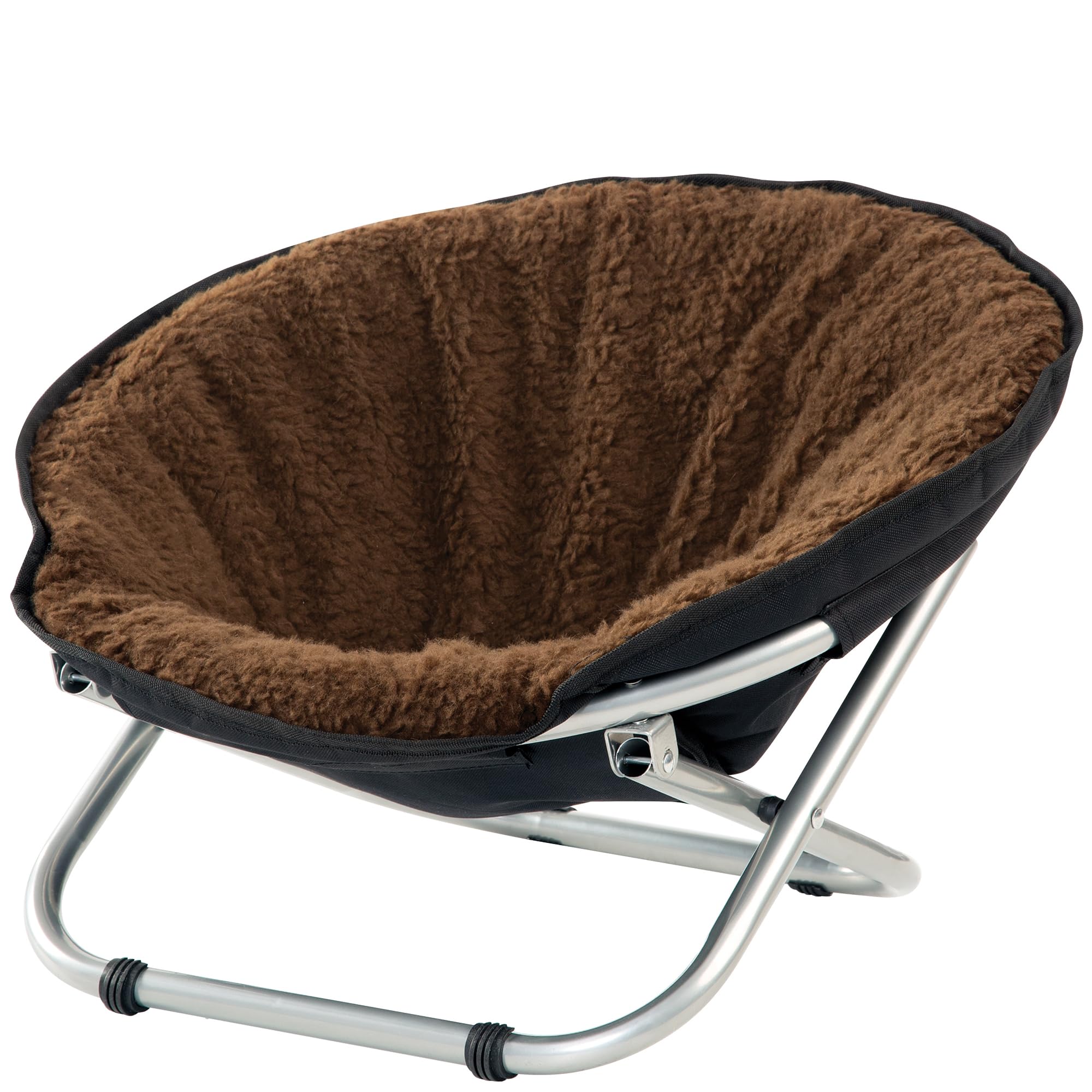 Etna Folding Pet Cozy Chair: Portable Elevated Cat Bed & Papasan for Small Dogs - Brown Fleece Comfort