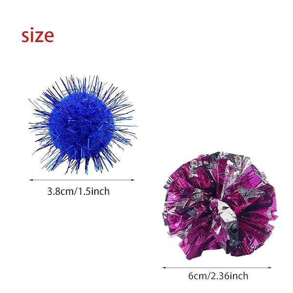 Muluo 30 Pcs Crinkle Balls Cat Toys Sparkle Balls Mylar Glitter Pom Pom Tinsel Balls Color Random Fun Playtime for Cats - View 4 of 8