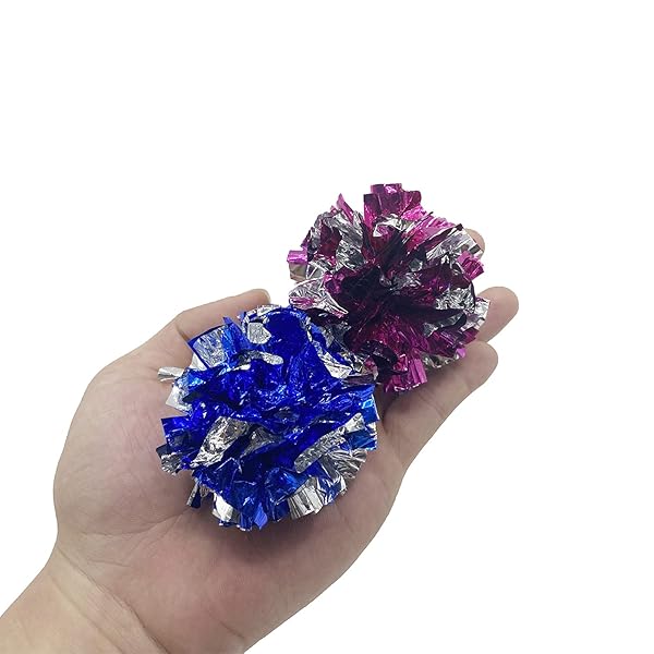 Muluo 30 Pcs Crinkle Balls Cat Toys Sparkle Balls Mylar Glitter Pom Pom Tinsel Balls Color Random Fun Playtime for Cats - View 5 of 8