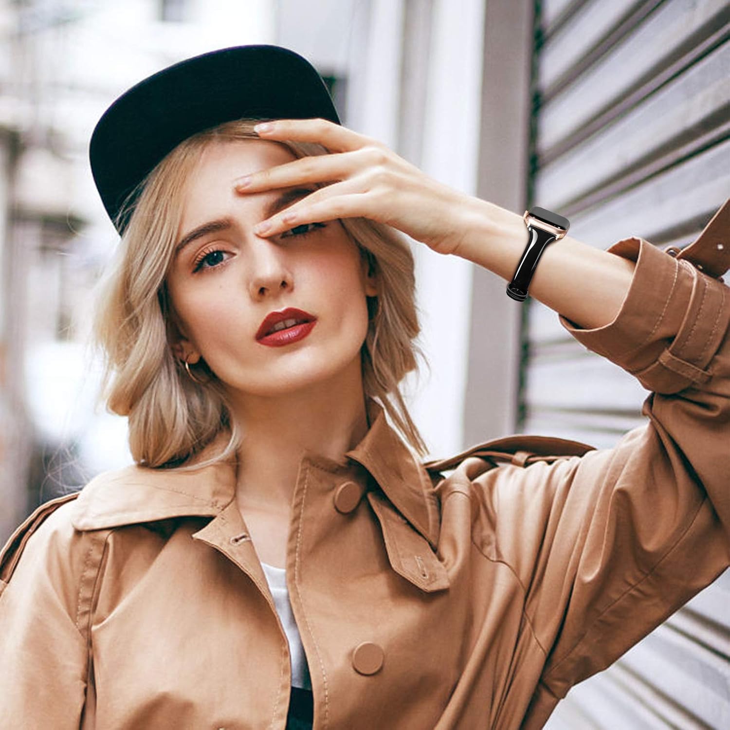 Mazoft Mazoft Patent Leather Slim Bands for Apple Watch 38mm to 49mm Glossy Leather Women Thin Strap for iWatch Ultra Series 1 to 9 Black - View 4 of 8