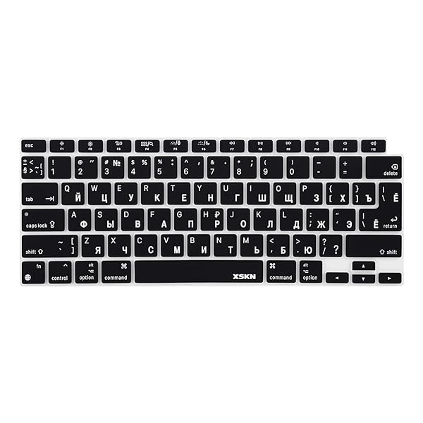 XSKN XSKN Silicone Keyboard Cover for 2020 MacBook Air 13.3 inch Touch ID A2179 A2337 M1 Chip US EU Common Version Russian Black K-361 - View 2 of 9