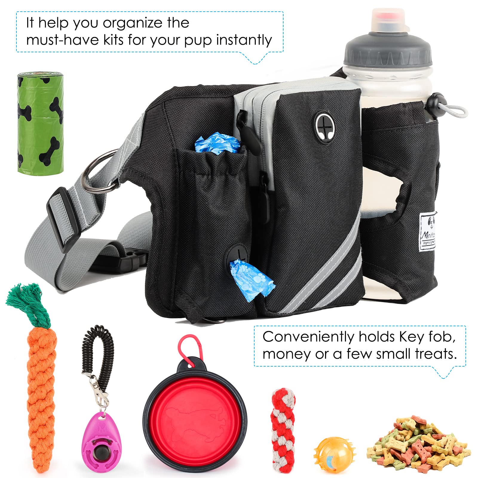 SHINE HAI SHINE HAI Retractable Hands Free Dog Leash for 2 Dogs with Adjustable Waist Belt Reflective Stitching Ideal for Running Walking Hiking Biking Black - View 8 of 8