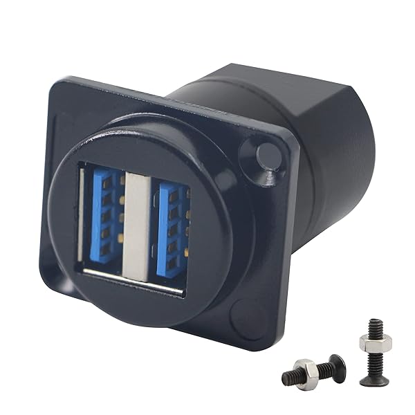 QIANRENON USB 3.0 Panel Mount Connector - Solderless Dual USB Coupler for Audio, Video & Networking