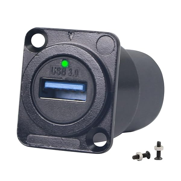 QIANRENON USB 3.0 D Panel Mount Connector - Solderless Female Coupler Adapter for Super Speed 5Gbps Audio/Video Equipment