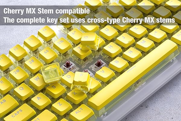 GUNMJO GunMjo Crystal Pudding Keycap Set for Gaming Keyboard Cherry MX Switches Translucent ABS 104 Keys Yellow OEM Profile Backlit Compatible - View 6 of 8