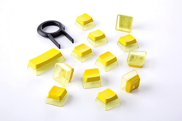 GUNMJO GunMjo Crystal Pudding Keycap Set for Gaming Keyboard Cherry MX Switches Translucent ABS 104 Keys Yellow OEM Profile Backlit Compatible