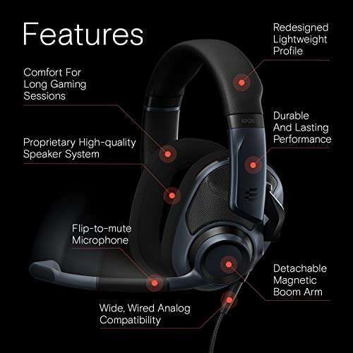 EPOS EPOS H6Pro - Open Acoustic Gaming Headset with Mic - Lightweight Headband - Comfortable &amp; Durable Design - Xbox Headset - PS4 Headset - PS5 Headset - PC/Windows Headset - Gaming Accessories (Black) - View 4 of 8
