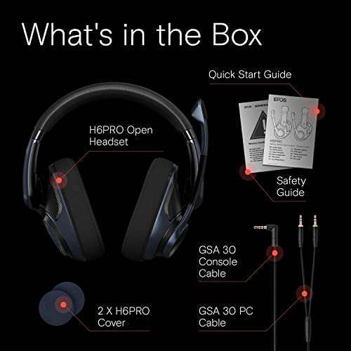 EPOS EPOS H6Pro - Open Acoustic Gaming Headset with Mic - Lightweight Headband - Comfortable &amp; Durable Design - Xbox Headset - PS4 Headset - PS5 Headset - PC/Windows Headset - Gaming Accessories (Black) - View 7 of 8