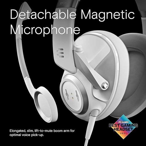 EPOS EPOS H6Pro Closed Acoustic Gaming Headset - Lightweight Over-Ear Mic for Xbox, PS4, PS5 & PC - Lift-to-Mute Feature - White - View 4 of 7